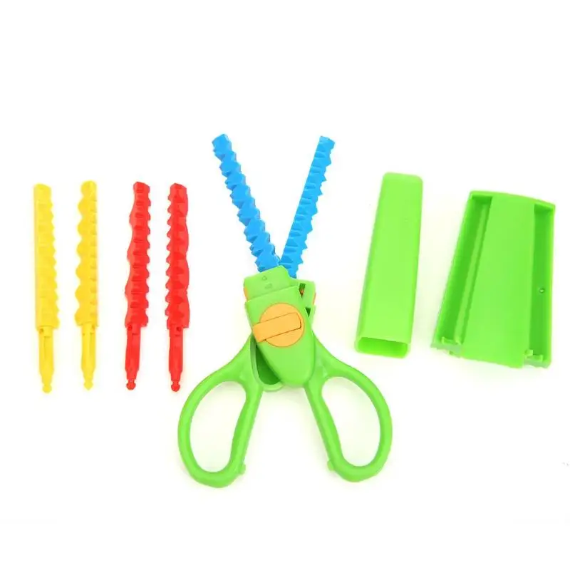 

Children Safety Scissors DIY Scrapbooking Photo Album Plastic Colors Multiple Shapes Scissors for Paper Lace Diary Decoration