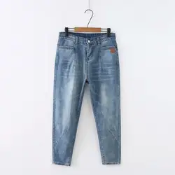 2019 Плюс Размер Весенние новые модные джинсы с высокой талией повседневные эластичные женские джинсовые брюки-карандаш длиной до щиколотки