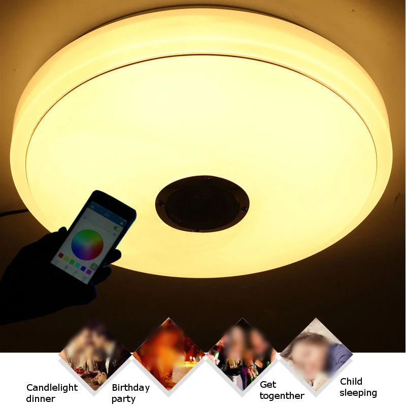 

Bluetooth Speaker Flush Mount Modern Music Ceiling Down Light Lamp Fixture