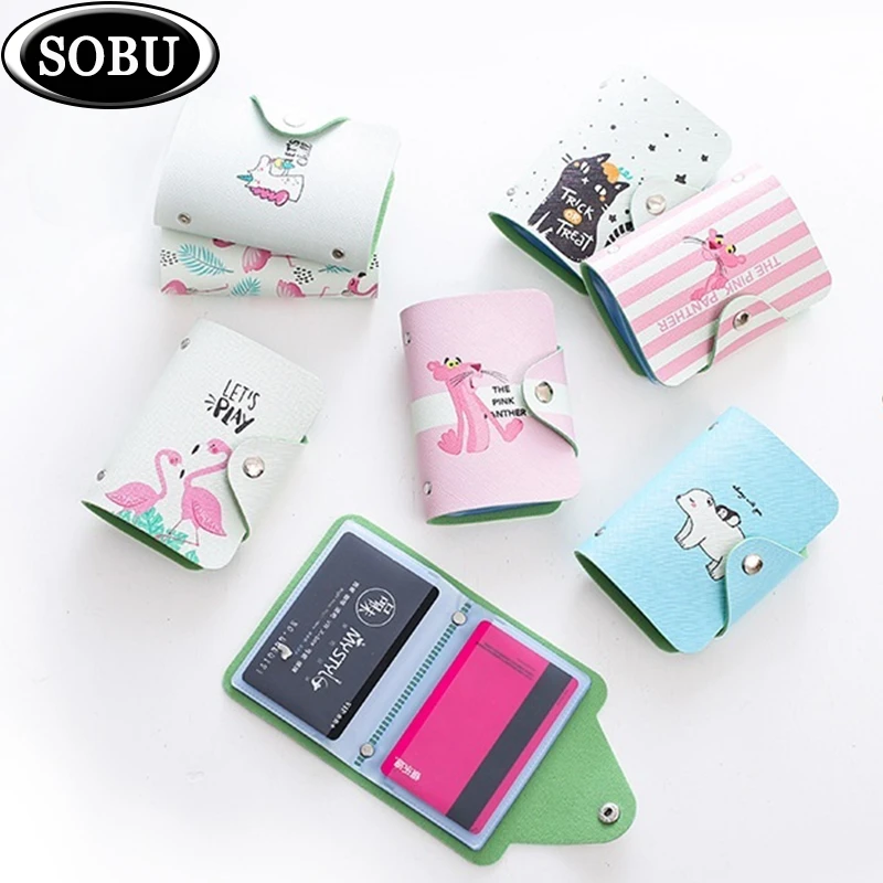 Cute 20 Bits Card ID Holders Case PU Leather Function Business Card