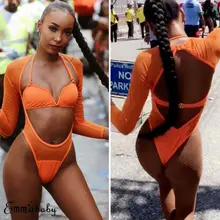 Модный сексуальный женский купальный костюм Мягкий купальник монокини купальник бикини пуш-ап бюстгальтер цельный костюм оранжевый