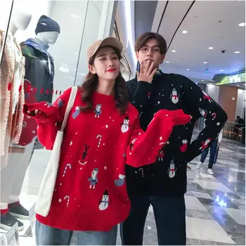 

Christmas Sweater Women Men Winter Kawaii Couple Cloth Pullover Long Sleeve Cute Anime Knitted Warm Jumper Tops
