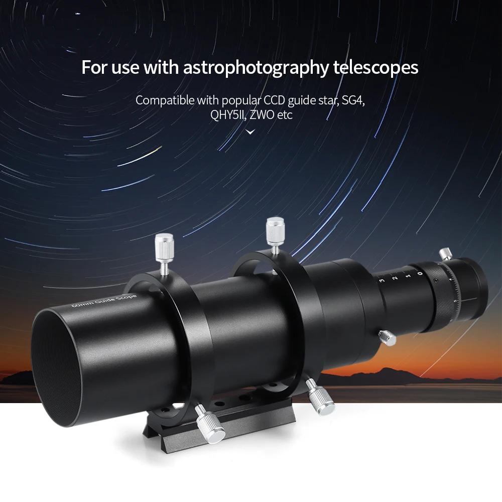 

60mm Guide Scope Finderscope for Astronomical Telescope 240mm Focal Length F4 Focal Ratio Guidescope with Helical Focuser