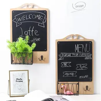 

AUGKUN Blackboard Storage Shelf Simple Wall-mounted Finishing Rack Metal Grid Wooden Slot Boards Storage Shelf Kitchen Bathroom