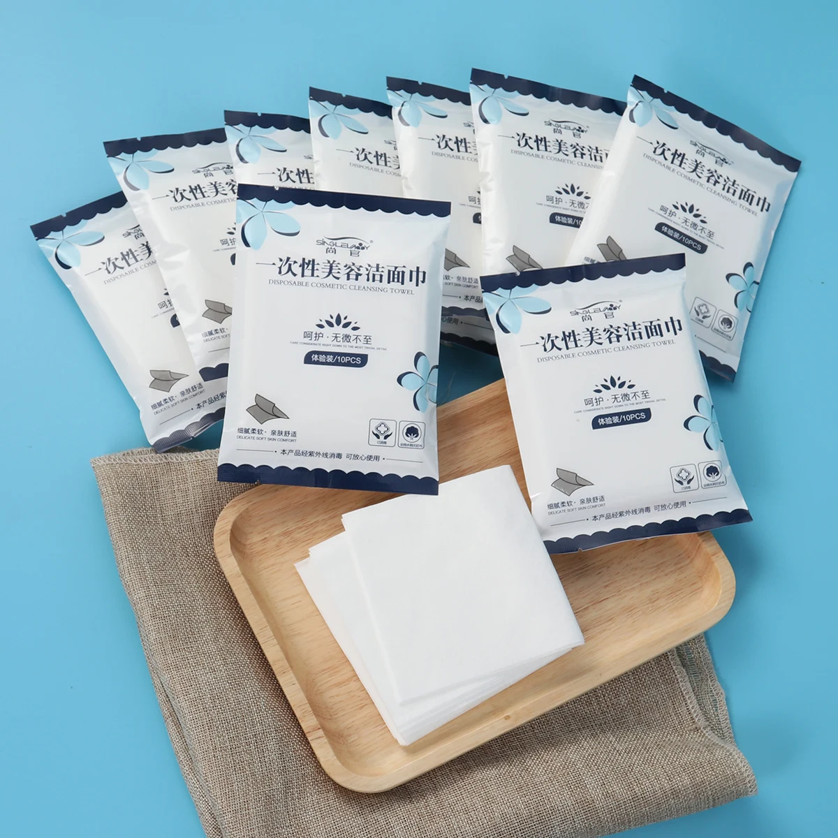 10 Packs Facial Towels Disposable Multi Purpose Natural Soft Cotton Dry