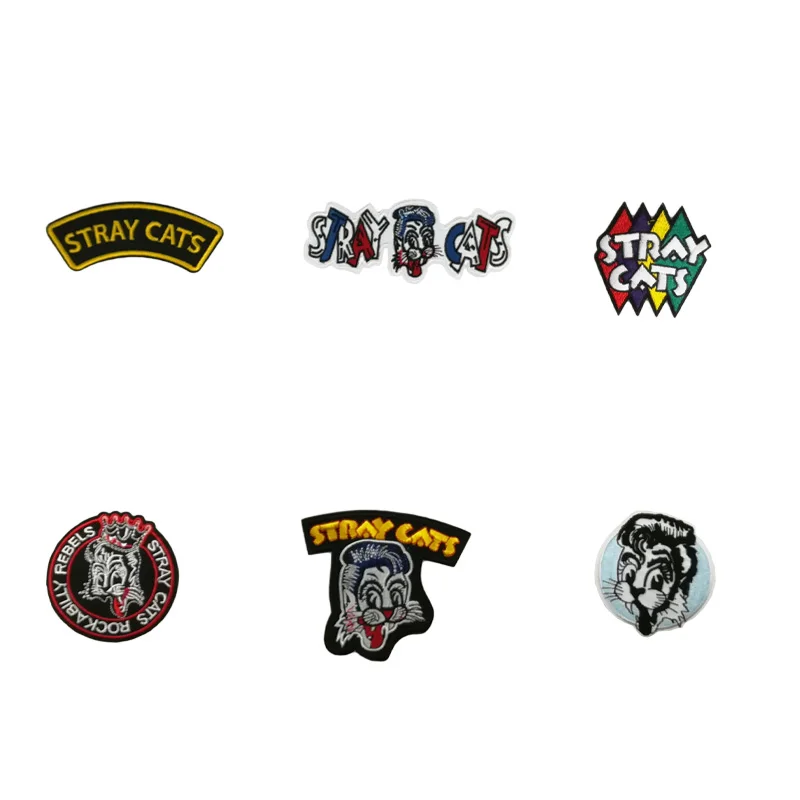 

Stray Cats Patch Badge retro rockabilly hot rod iron on greaser jacket vest MOTIF APPLIQUE Rock Punk Badge clothing
