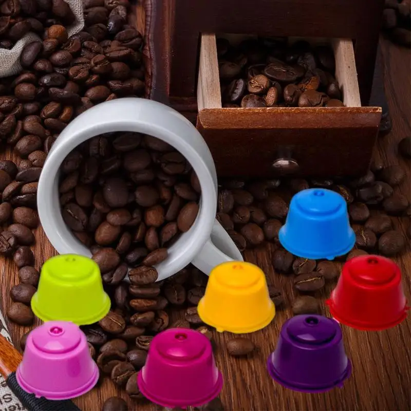 

9pcs/set Eco-friendly Reusable Coffee Capsule set Scoop Brush Food Grade Plastic PP Coffee Filter Basket Soft Capsules
