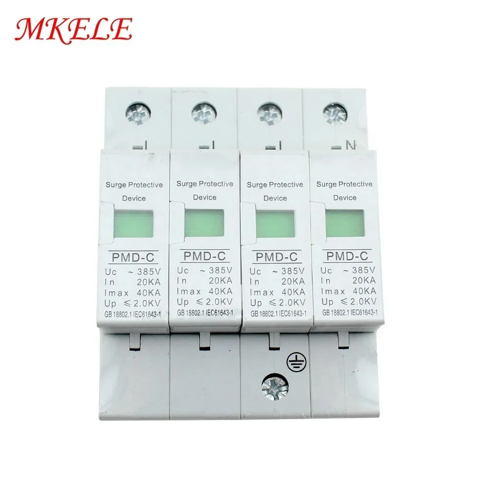 

House Surge Protector Protective Arrester Device SPD 4P 20KA~40KA ~385VAC Low-voltage Voltage Protective Device From Makerele