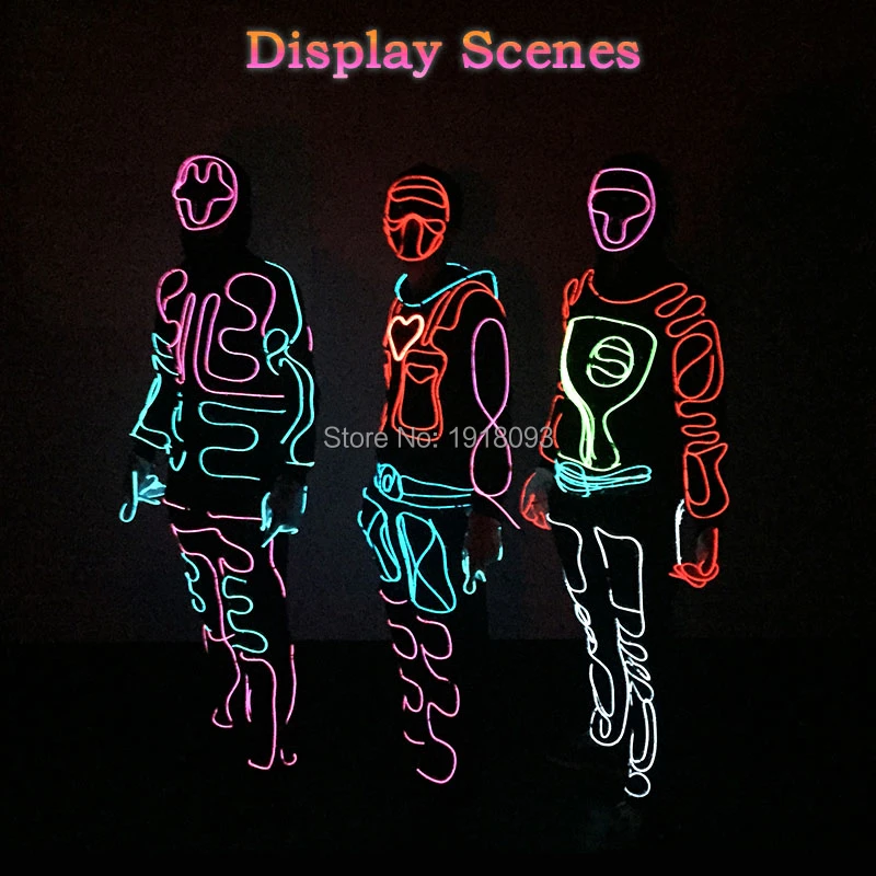 Tron LED Suit Legacy Costume Cosplay Fiber Optic Outfit Neon Light Up