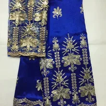 Синий африканский Джордж кружева с 2 ярдов тюль кружева высокого качества африканская ткань с камнями Материал африканский Джордж обертка с блузкой