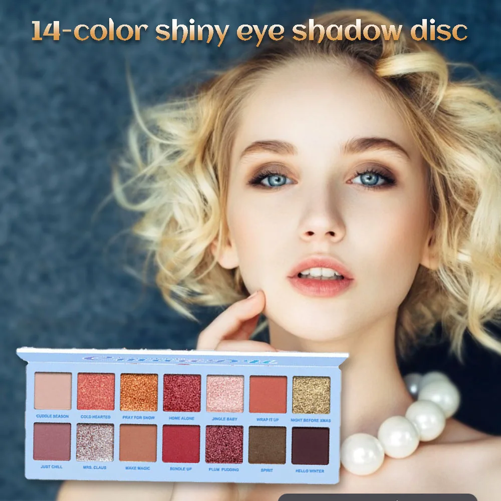 Красивые глазурованные блестящие тени для век Pallete 14 цветов матовые