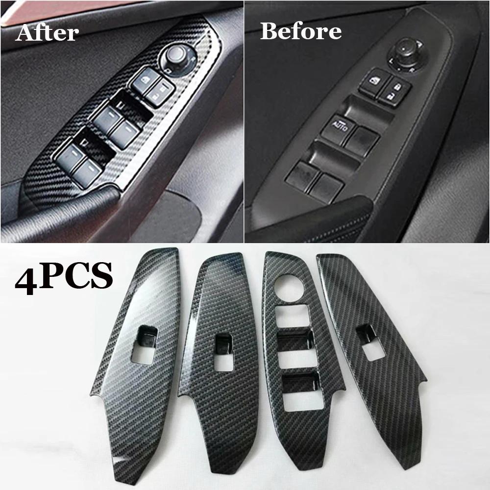 

4pcs Car styling Window Lifter Accessories For MAZDA 3 Axela 2017 Carbon Fiber Window Control Switch Panel Cover Trim 255* 85mm