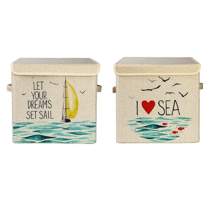 

Large Capacity Cartoon Foldable Storage Box Toy Snack Organizer Plain Linen Storage Bag With Cover Barrel Home Supplies Products