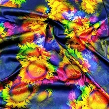 Африканский Ткань S 19 Муми шелк эластичный атлас одежда цветы 3d печати платье с подсолнухами tecido stoffe meterware ткани для одежды ткань для шитья скатерть материал лоскутное шитье ткань трикотаж платье женское