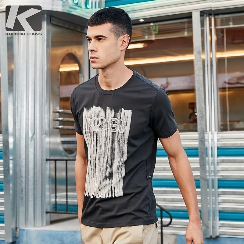 

Summer 2019 New Men T Shirt Cotton Print Gray White Color For Man Fashion Short Sleeve Slim Fit T-shirt Male Wear Tee Shirt 394