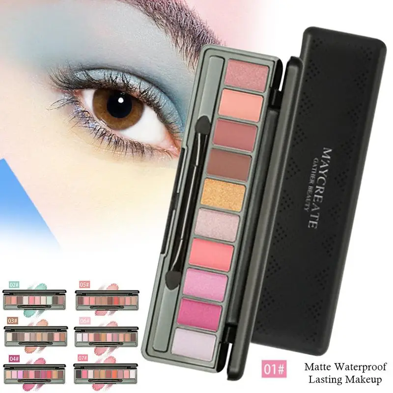

Beauty Makeup 10 Colors Eyeshadows Palette Smoky Eyes Shimmer Matte Waterproof Lasting Makeup Eye Shadows Palette Easy To Wear