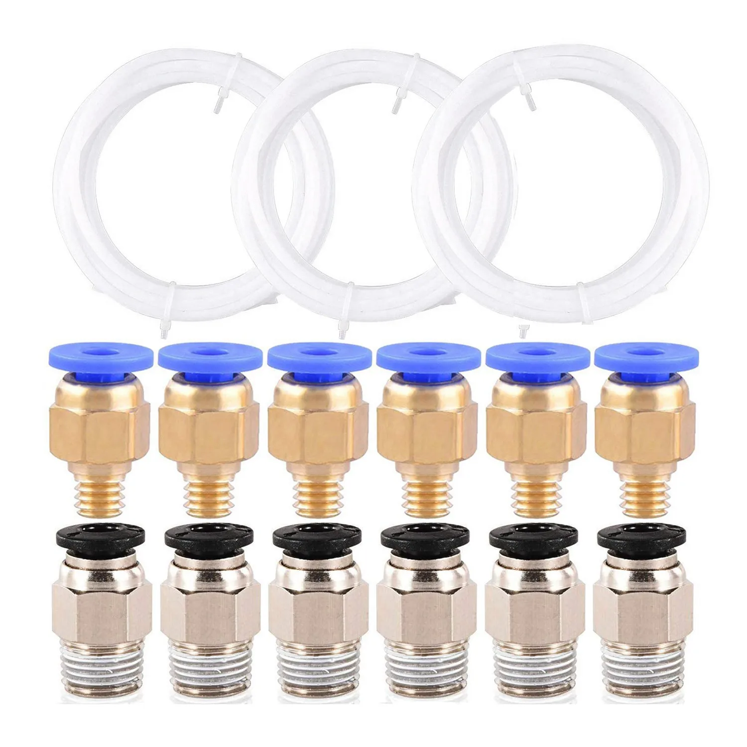 

3 Pieces Ptfe Teflon Tube (2 Meters) + 6 Pieces Pc4-M6 Quick Fitting + 6 Pieces Pc4-M10 Straight Pneumatic Fitting Push To Con