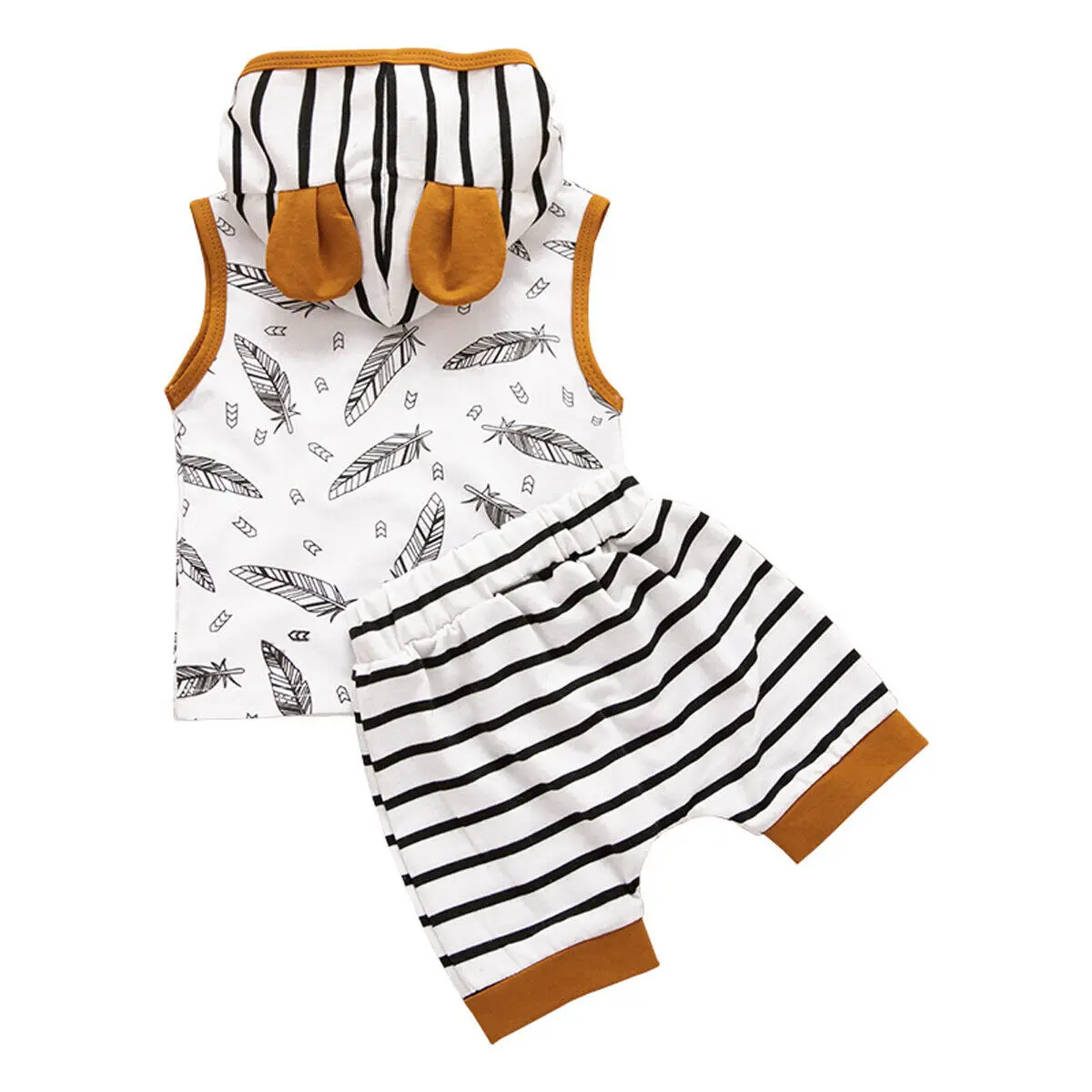 HLB1cDQ_LFzqK1RjSZSgq6ApAVXao.jpg Citgeett Summer Newborn Baby Boy Girl Hoodie Sleeveless Tops+Striped Shorts Pants Outfit Clothes Tracksuit Cute Set - Image 5