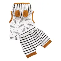 Citgeett Summer Newborn Baby Boy Girl Hoodie Sleeveless Tops+Striped Shorts Pants Outfit Clothes Tracksuit Cute Set - Image 5