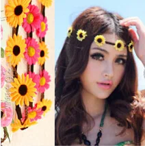 

wholesale 10pcs/lot 2014 new fashion Bohemia Sunflower headband wreath for beach women hair accessories Free Shipping