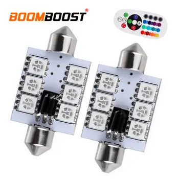 

RGB LED 41mm Festoon light Car LED Dome Reading Light 6 LED Bulb DC12V Car double pointed light Super Bright Bulbs 5050 SMD