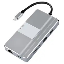 YC217 USB Hub Тип C к HDMI USB3.0 RJ45 TF Card Reader адаптер для MacBook