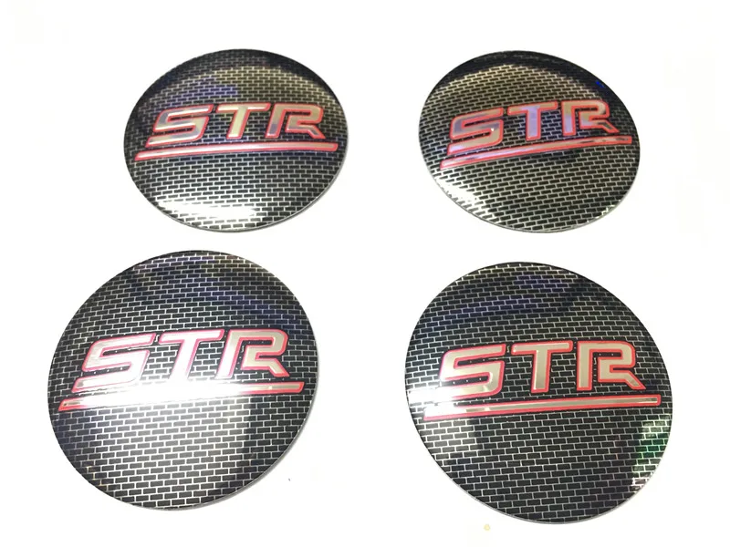 4Pcs Car Black Grid STR Aluminum Car Wheel Center Caps Sticker Emblem Decoration