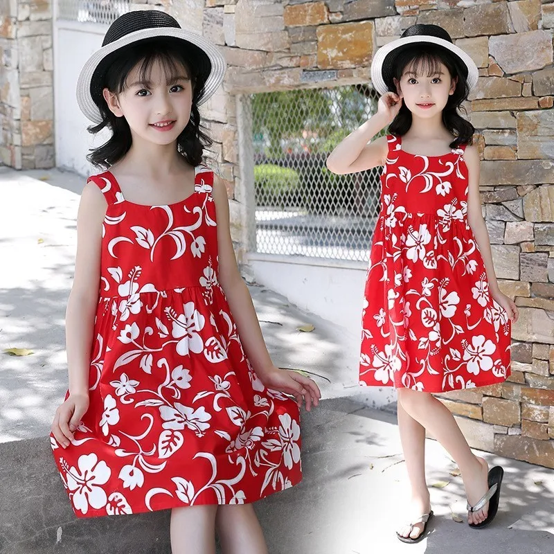 Floral Print Children Beach Dresses For Kids Summer 2019 Baby Girls