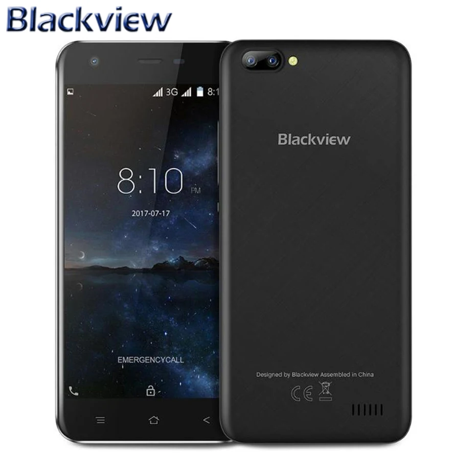 Blackview A7 двойной сзади Камера 5,0 "Hd смартфон Android 7,0 2800 mah Mt6580a 4 ядра телефон 1 Гб оперативной памяти 8 Гб Rom мобильный телефон