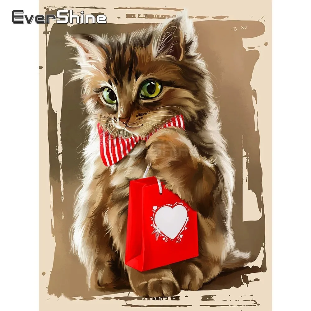 EverShine Алмазная вышивка с котом полный квадратный кристаллами мультфильм