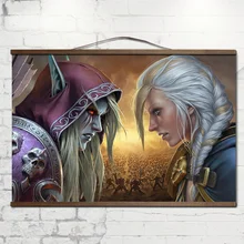 World of Warcrafts Битва за Azeroth плакат Sylvanas Anduin Jaina плакат с твердой древесины подвесной прокрутки украшения живопись