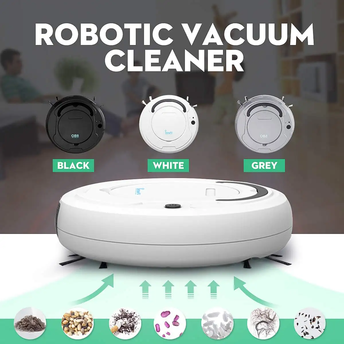 

Automatic Smart Robot Vacuum Cleaner Sweeping Dust Cleaner Robotic Sweeper USB Charging marble Wooden Floor Mopping Anti-drop