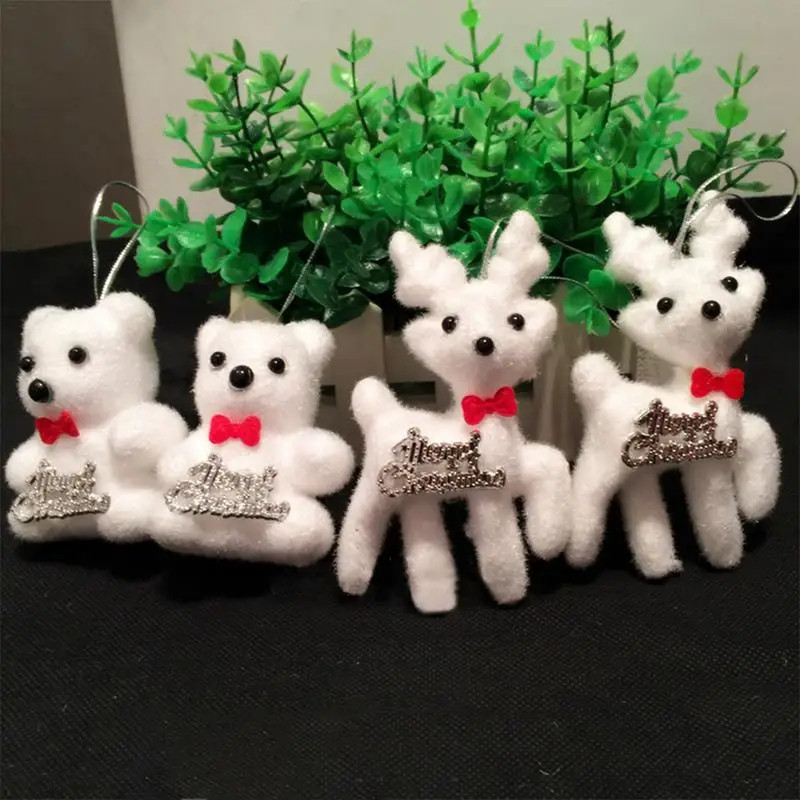 2 шт. милый Рождественский Белый олень маленький белый медведь пузырь Рождественская елка кулон украшения дома украшения и подарки для
