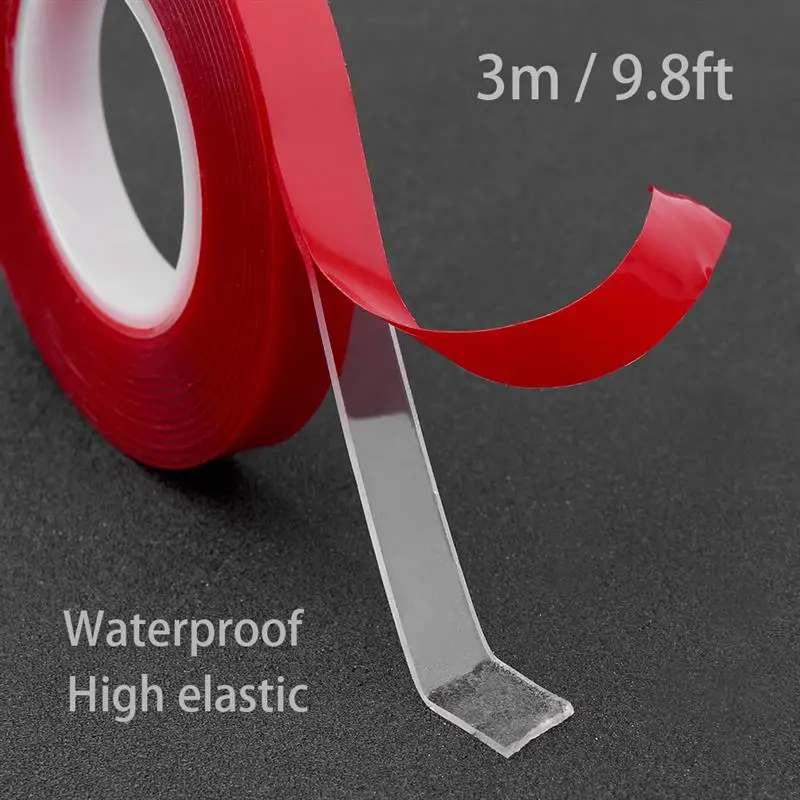 

Hot Sale 300CM Red Transparent Silicone Double Sided Tape Sticker For Car High Strength No Traces Adhesive Sticker Living Goods