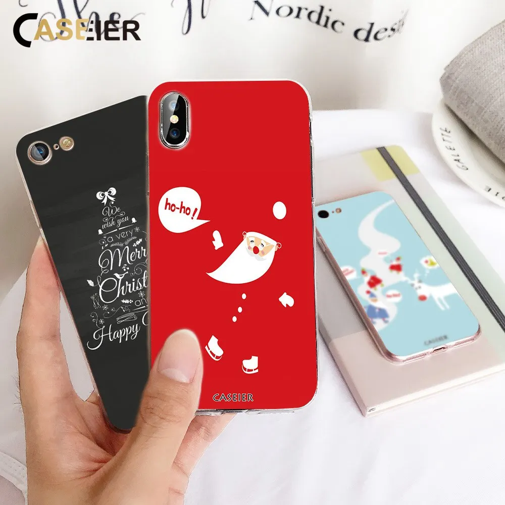 CASEIER Christmas Style Phone Case For iPhone X XS 7 8 6 6S Plus Soft Silicone Funda MAX XR Shell Couque |