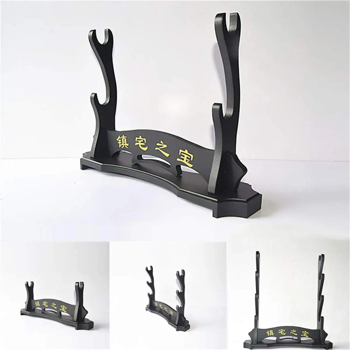 

Japanese Samurai Sword Holder Black Wood Wall Mount Sword Katana Holder Hanger Bracket Rack Display 1/2/3 /4 Layer