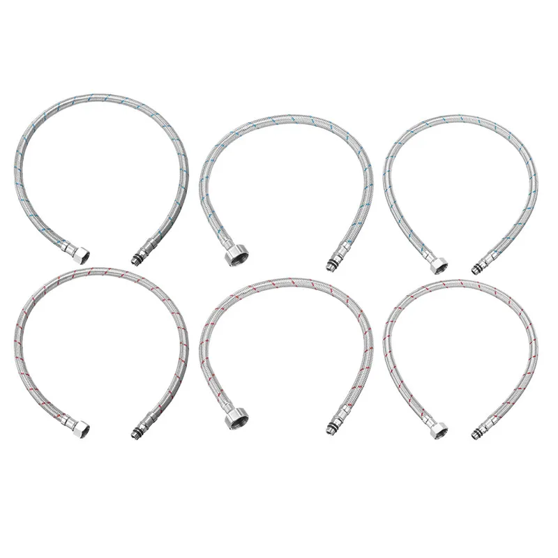 1 Pcs G1/2 G3/8 G9/16 المعادن المياه أنبوب إدخال صنبور الفولاذ المقاوم للصدأ خرطوم الأنابيب مرنة السباكة أنابيب المنسوجة الباردة والساخنة خلاط