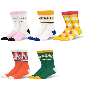 

PEONFLY Combed Cotton Men's Socks Harajuku Colorful Happy Funny Bear Fish Long Warm Dress Socks for Male Wedding Christmas Gift