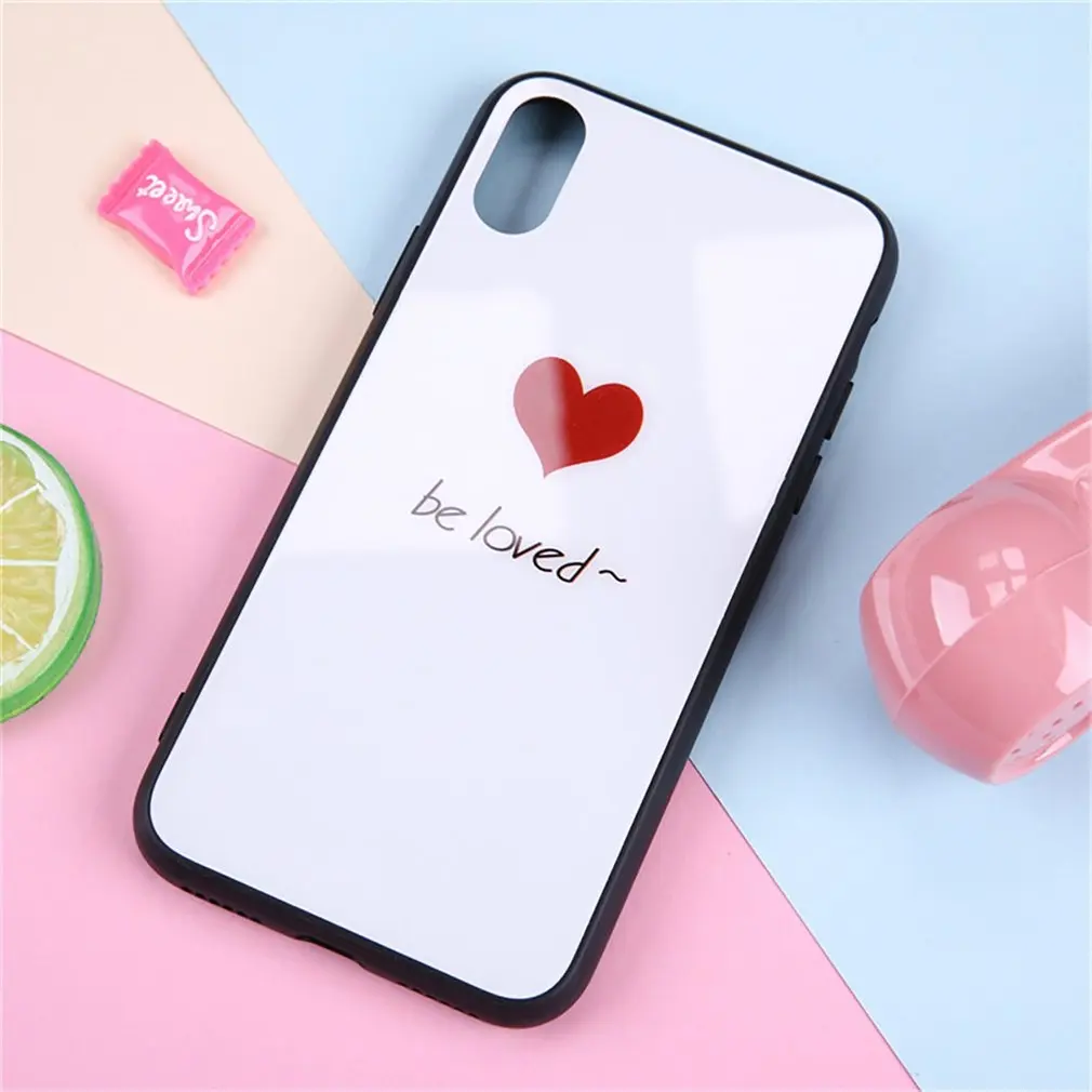 Red Love Rose Aurora Glass Phone Case Cover Shell Cellphone Case Protection Man Woman Fashion Accessories,Mobile Phone