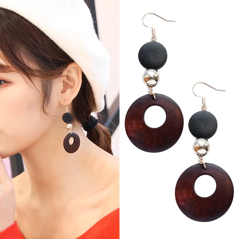 

Fashion 2019 New Arrival Geometric 1Pair Hot Sale Alloy Cute Gifes Wooden High Quality Sweet Simple Drop Earring