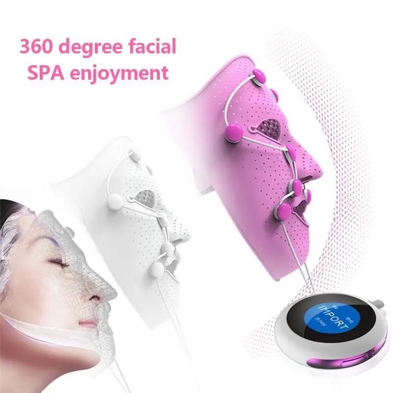  Ultrasonic Facial Spa Massager Vibration Facial Slimming Face Mask EMS Firming Facial Massage Lift 