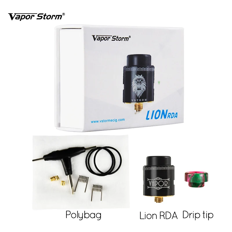 

Vapor Storm Lion RDA Atomizer DIY Electronic Cigarette 24mm Diameter 510 Thread Dual Core Coils Airflow Control Puma ECO Kit