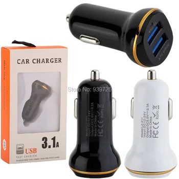 

car charger Dual usb ports 3.1A Auto power adapter car charger adaptor for ipad iphone 7 8 Samsung s7 s8 android phone