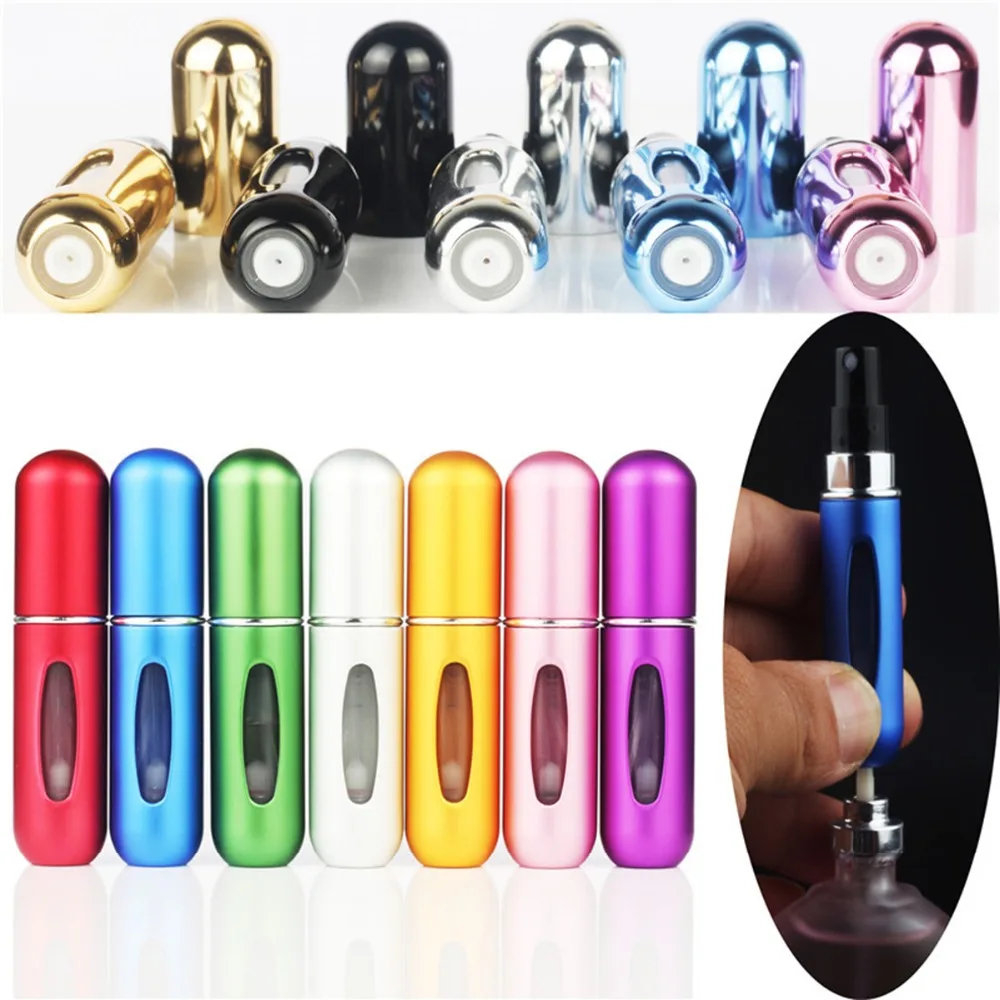 

5ml Portable Travel Aluminum Mini Refillable Perfume Bottle Empty Atomizer Scent Pump Spray Cosmetic Container Storage Holder