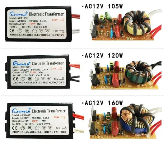 3 года warrnty Электронный трансформатор переменного тока 220 В AC12V для галогенной лампы кристалл G4 лампочка 20 Вт 40 Вт 50 Вт 60 Вт 80 Вт 105 Вт 120 Вт 160 Вт