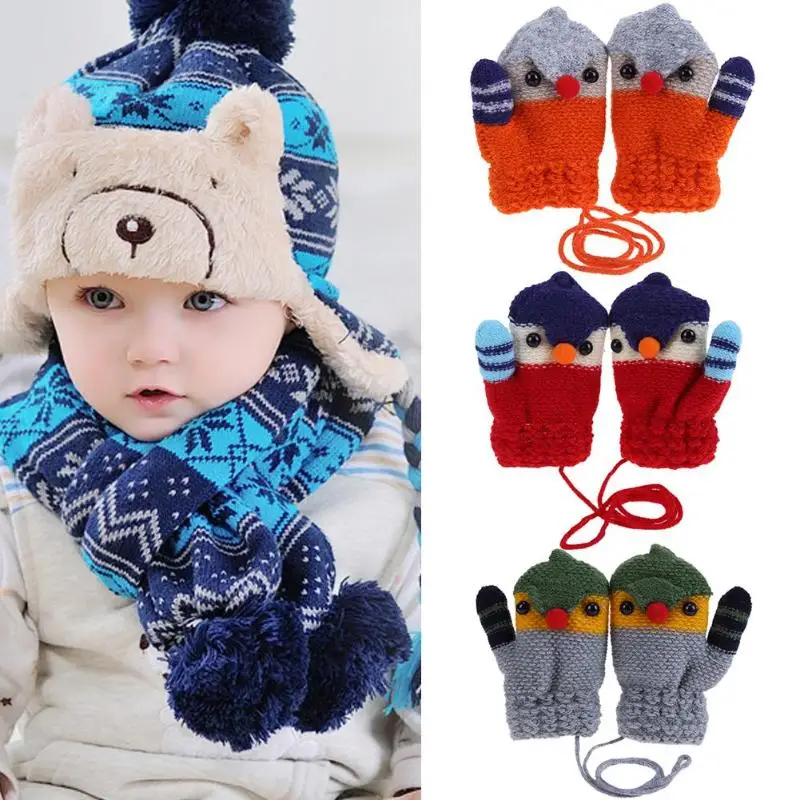 

Winter Kid Baby Gloves Warm Rope Full Finger Cartoon Baby Boys Girls Knitted Gloves for Children Toddler Full Finger Mittens New