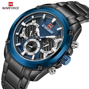 

NAVIFORCE Men's Fashion Business Stainless Steel Quartz Wrist Watch Waterproof Military Sports Watches Clock Relogio Masculino