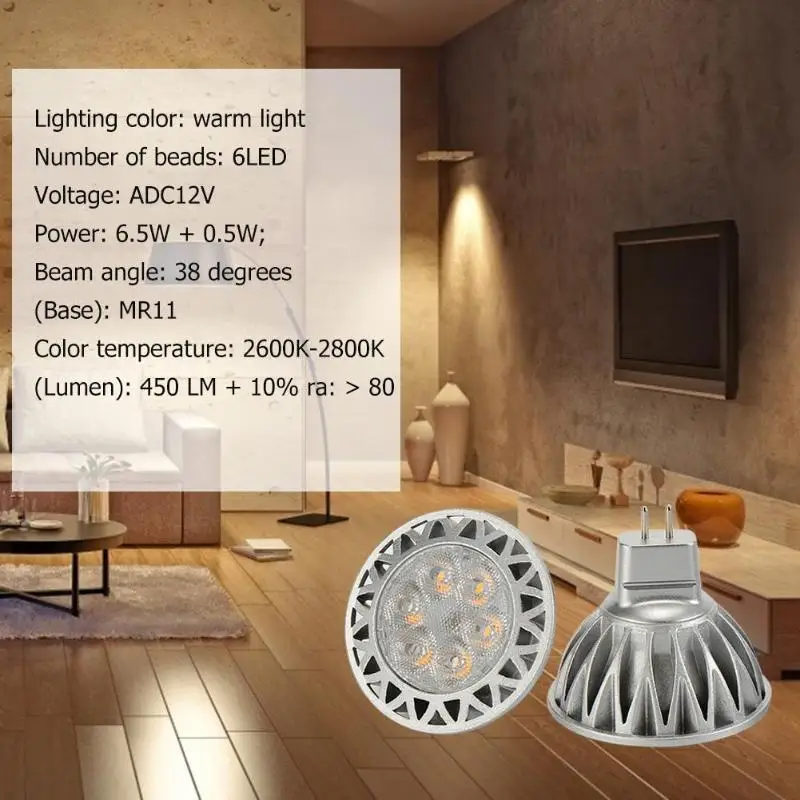 

6pcs GU5.3 7W 12V Mini LED Bulb 6LED Warm Light Lamp Replace Halogen Light 20V 110V Lights ADC 12V
