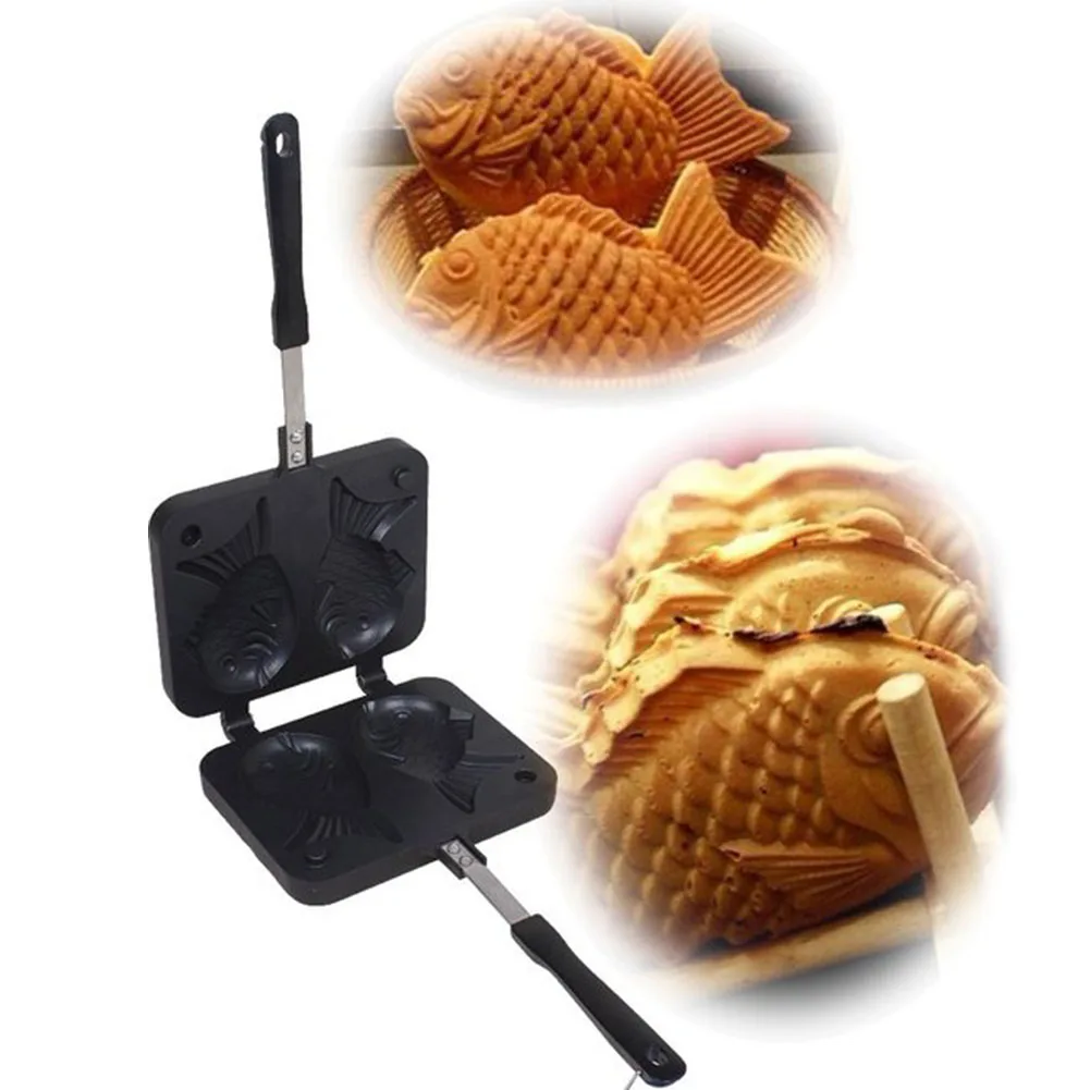 

Free Shipping Japanese Fish-Shaped Bakeware Waffle Pan Maker 2 Cast Home Cake Tools