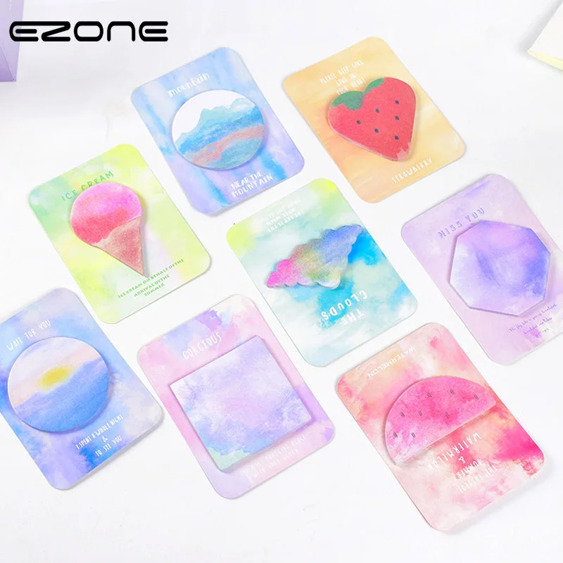 

EZONE Candy Color Sticky Note Design Of Ice Cream/Watermelon/Strawberry/Cloud Shape Memo Pad N Times Sticker Students Stationery